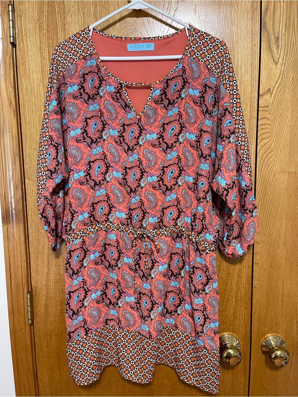 dina be Coral Paisley & Floral Tunic with Blue Accents